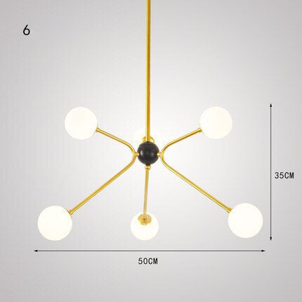 Lustre design doré avec plusieurs branches American