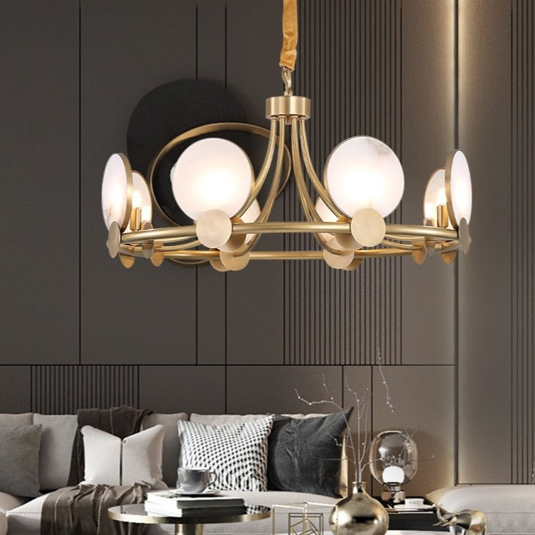 Lustre moderne LED en forme circulaire et marbré Zélie