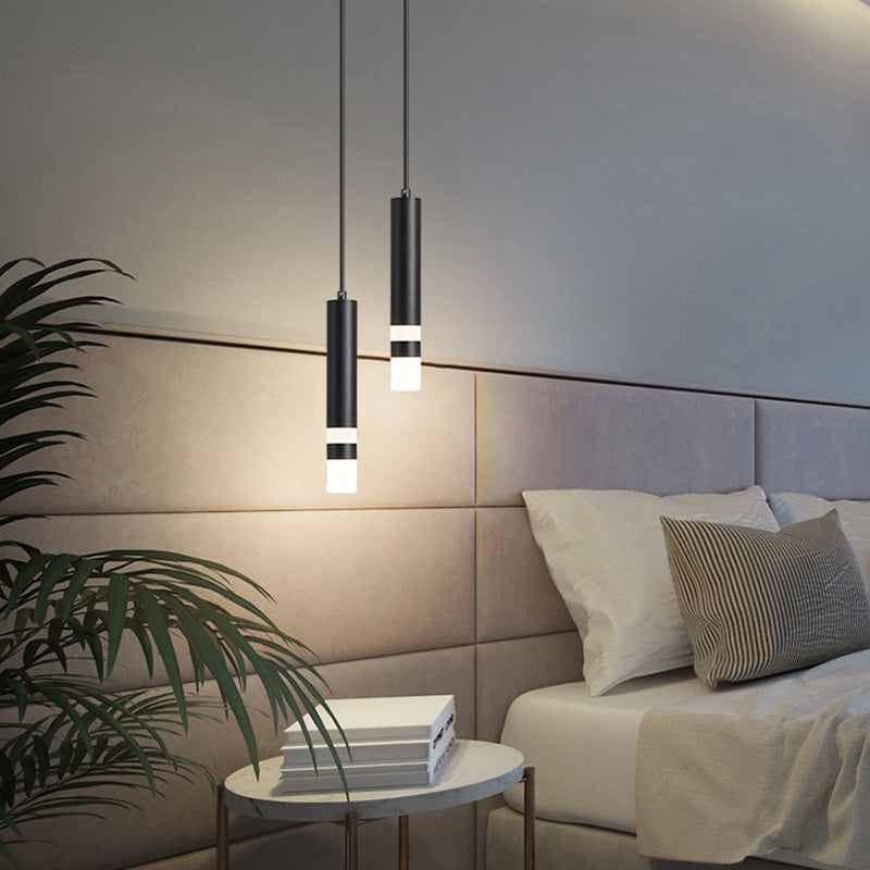 Lustre design LED tube lumineux doré ou noir Amias
