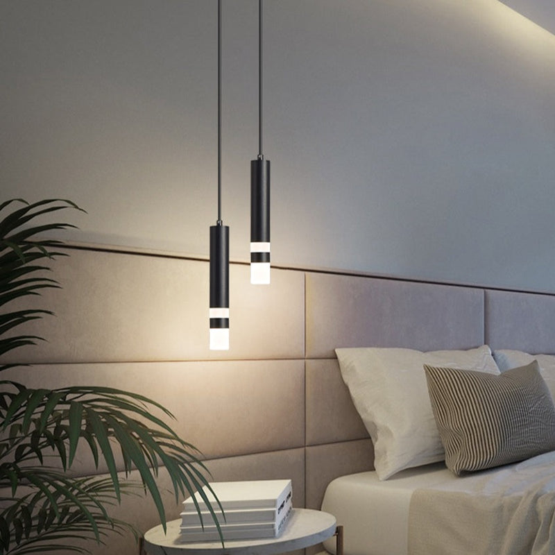 Lustre design LED tube lumineux doré ou noir Amias