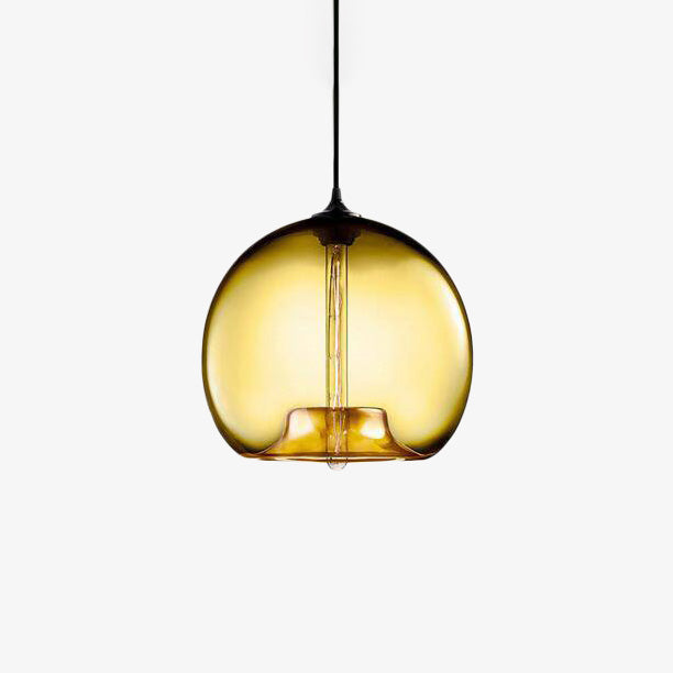 Suspension design à LED avec boule en verre de couleur