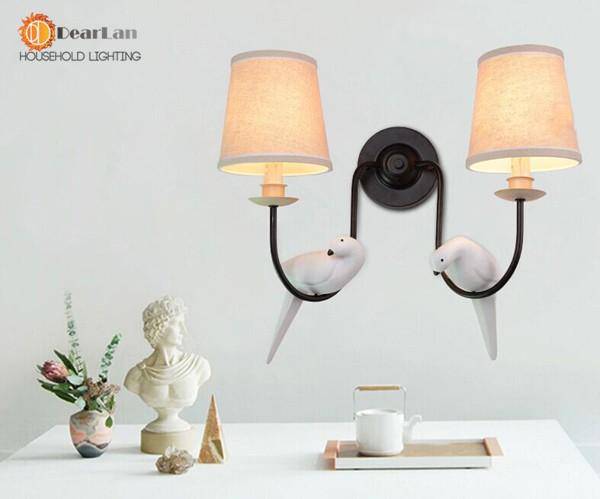 Applique murale LED avec abat-jour et oiseau perché