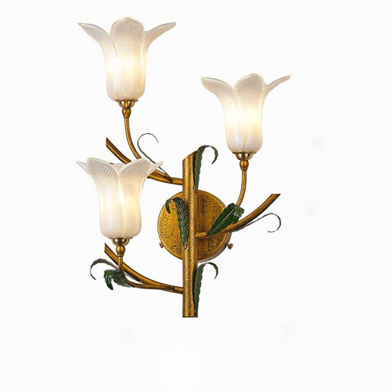 Applique murale rustique LED avec abat-jour style fleur colorée