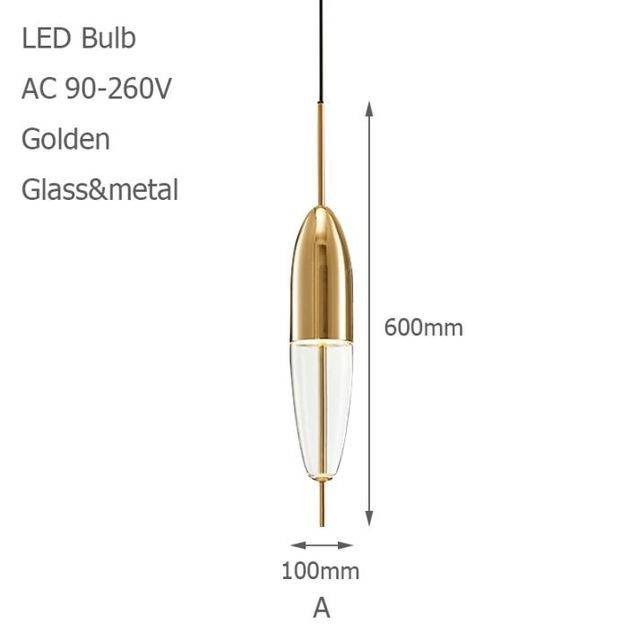 Suspension design LED à forme originale (bleue ou dorée)