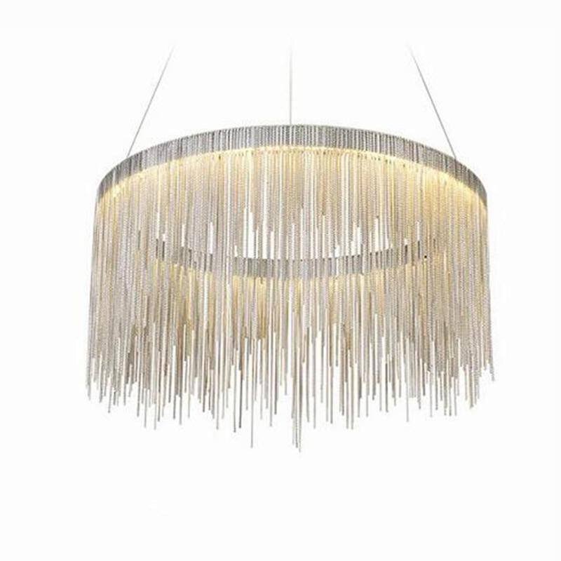 Lustre design LED avec cercle argenté et chaine en métal Villa