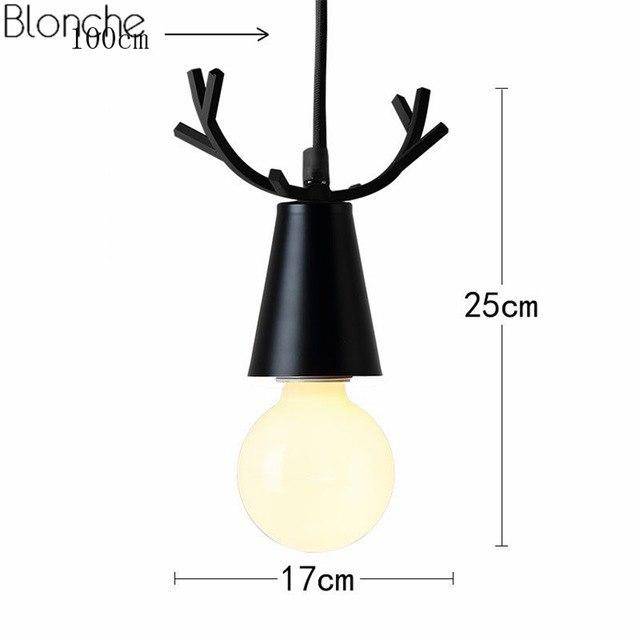 Suspension LED conique avec cornes de cerf colorée