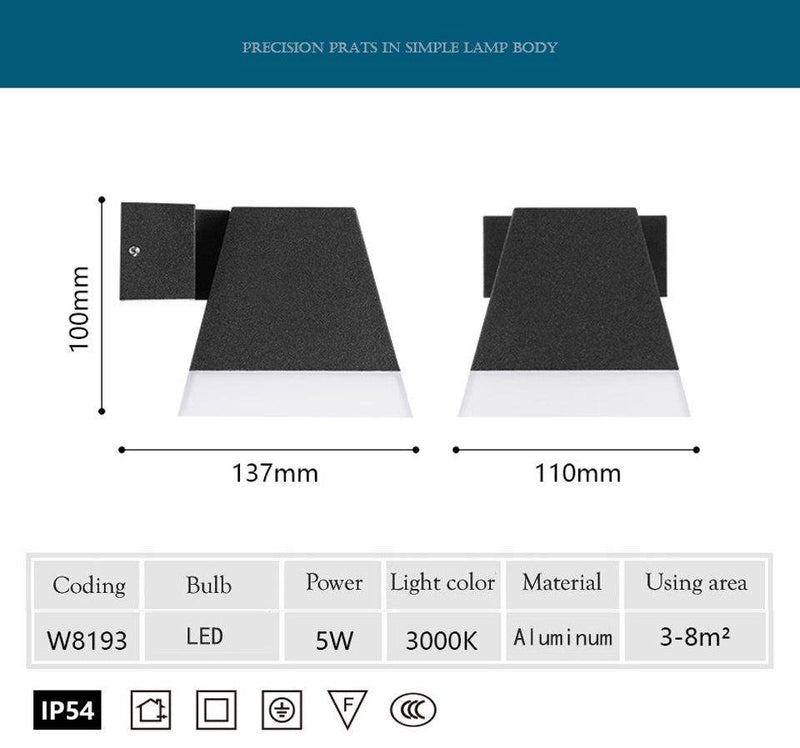 Applique extérieur LED pyramide en aluminium