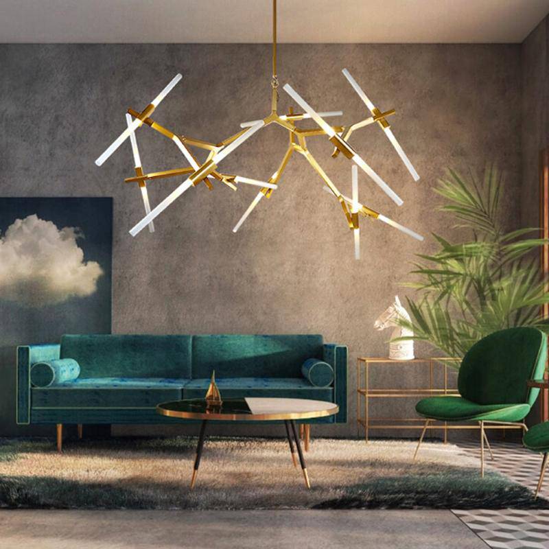 Lustre design scandinave avec plusieurs branches en tube