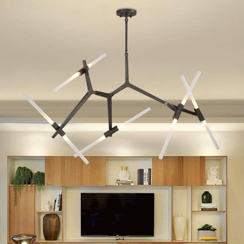 Lustre design scandinave avec plusieurs branches en tube