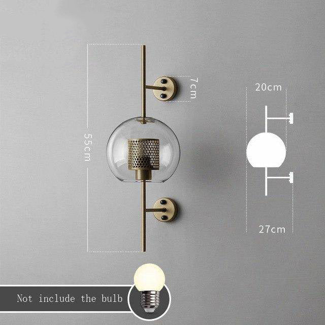 Applique murale rétro en verre et métal