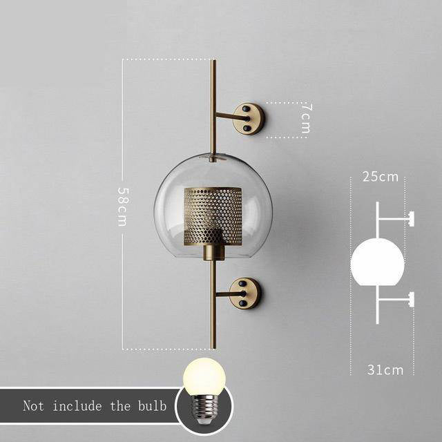 Applique murale rétro en verre et métal