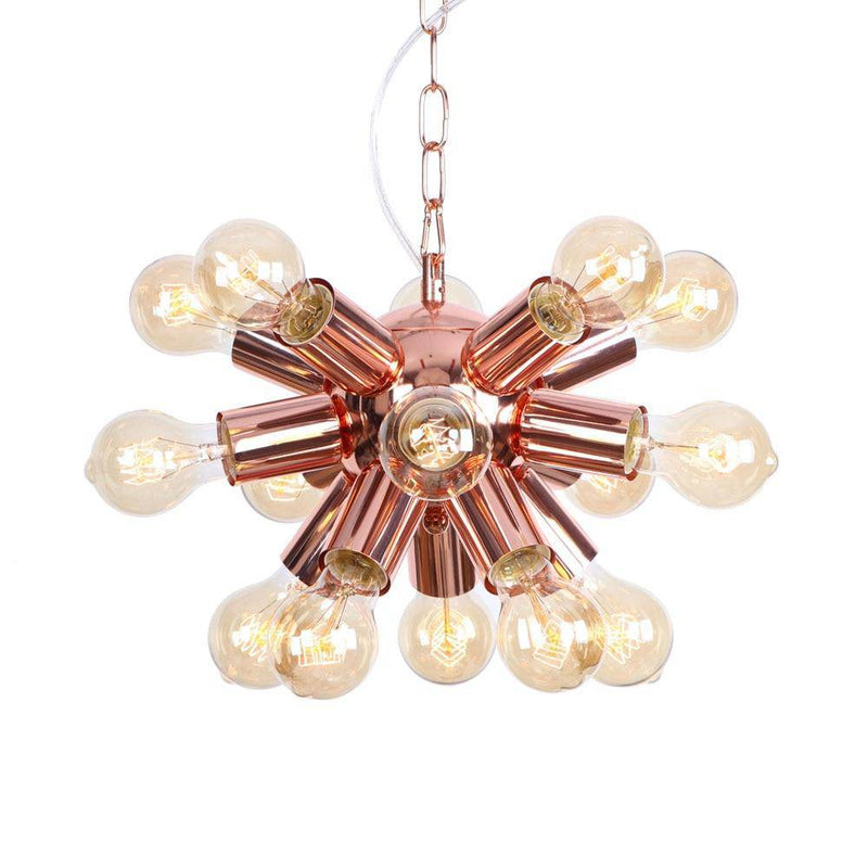 Lustre design LED en métal rose gold avec plusieurs lampes Fly