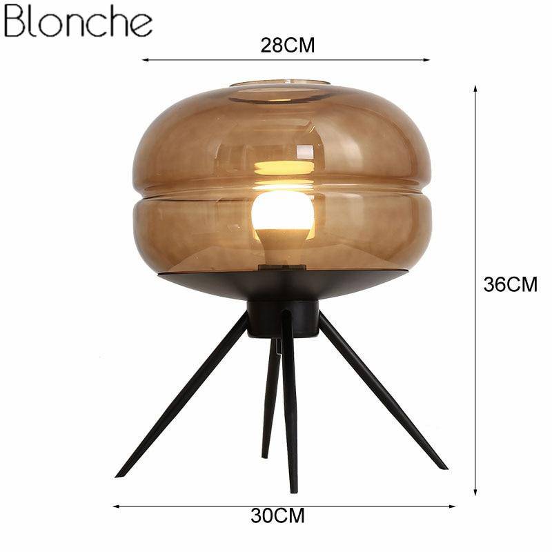 Lampe à poser design LED avec boule en verre Postmodern