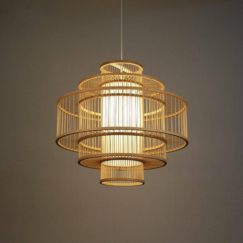 Suspension rustique LED en bois style Japan