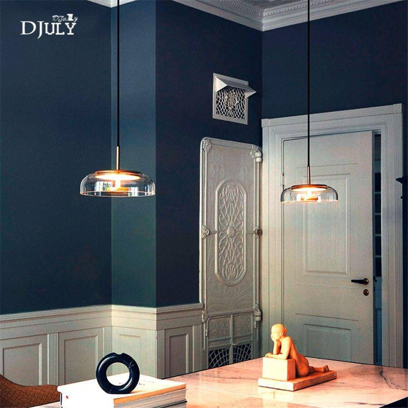 Suspension design à LED avec abat-jour en verre et finitions Luxury