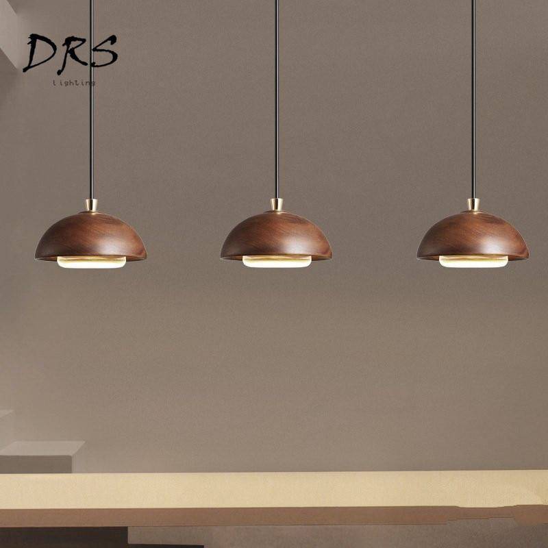 Suspension design en bois demi boule à LED
