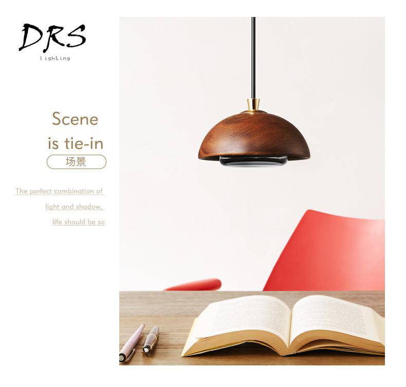 Suspension design en bois demi boule à LED