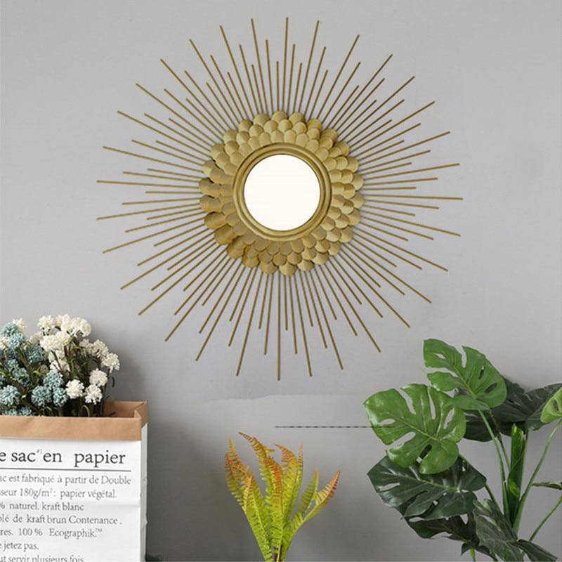 Miroir mural décoratif rond soleil doré Sunglasses