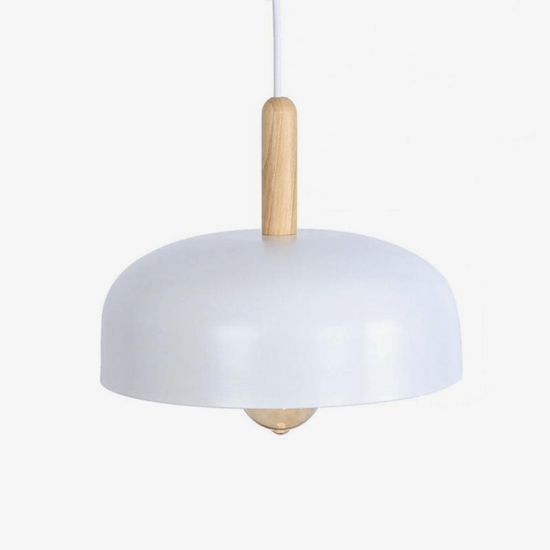 Suspension LED demi boule style industriel avec support en bos