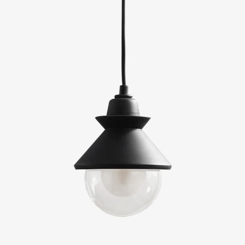 Suspension LED design triangle en métal et boule en verre