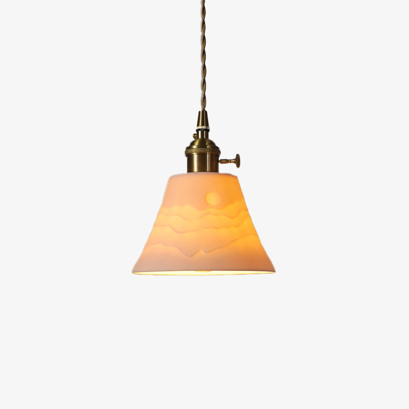 Suspension rétro avec abat-jour en céramique Mellia