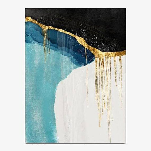 Tapis design vintage touches de bleu et de doré Gold A