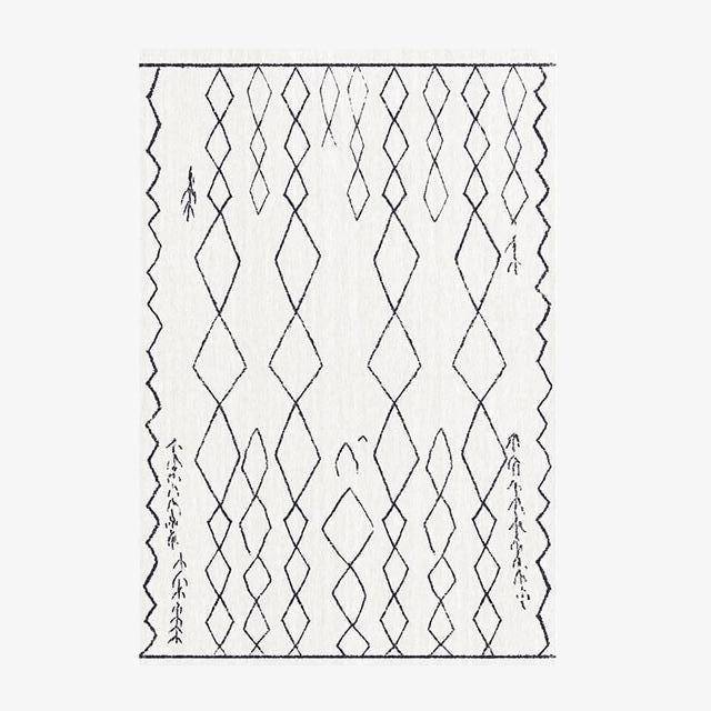 Tapis rectangle berbères blanc à motifs noirs Sala B