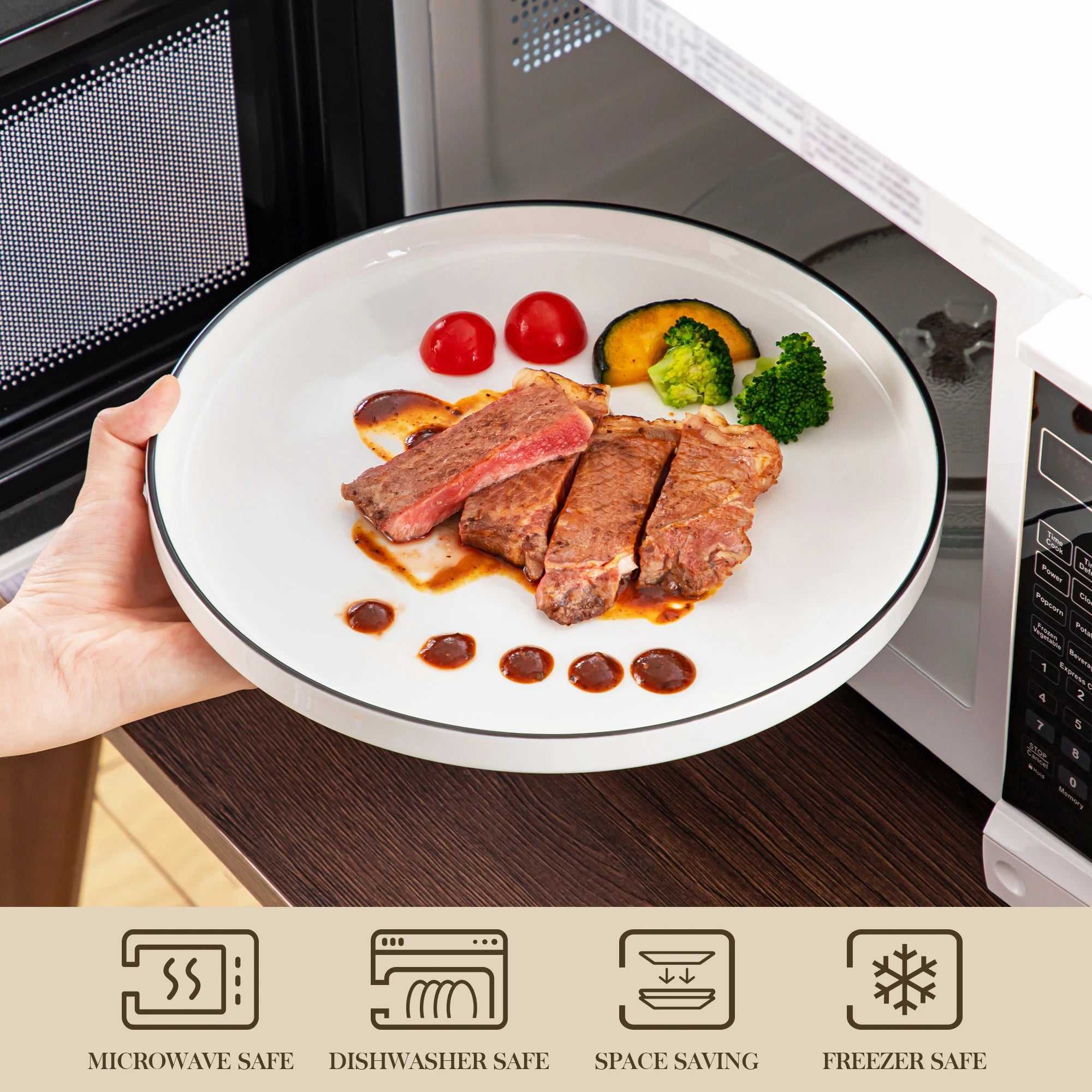 Service de table porcelaine assiettes bols bord relevé - vue 5 sur 7