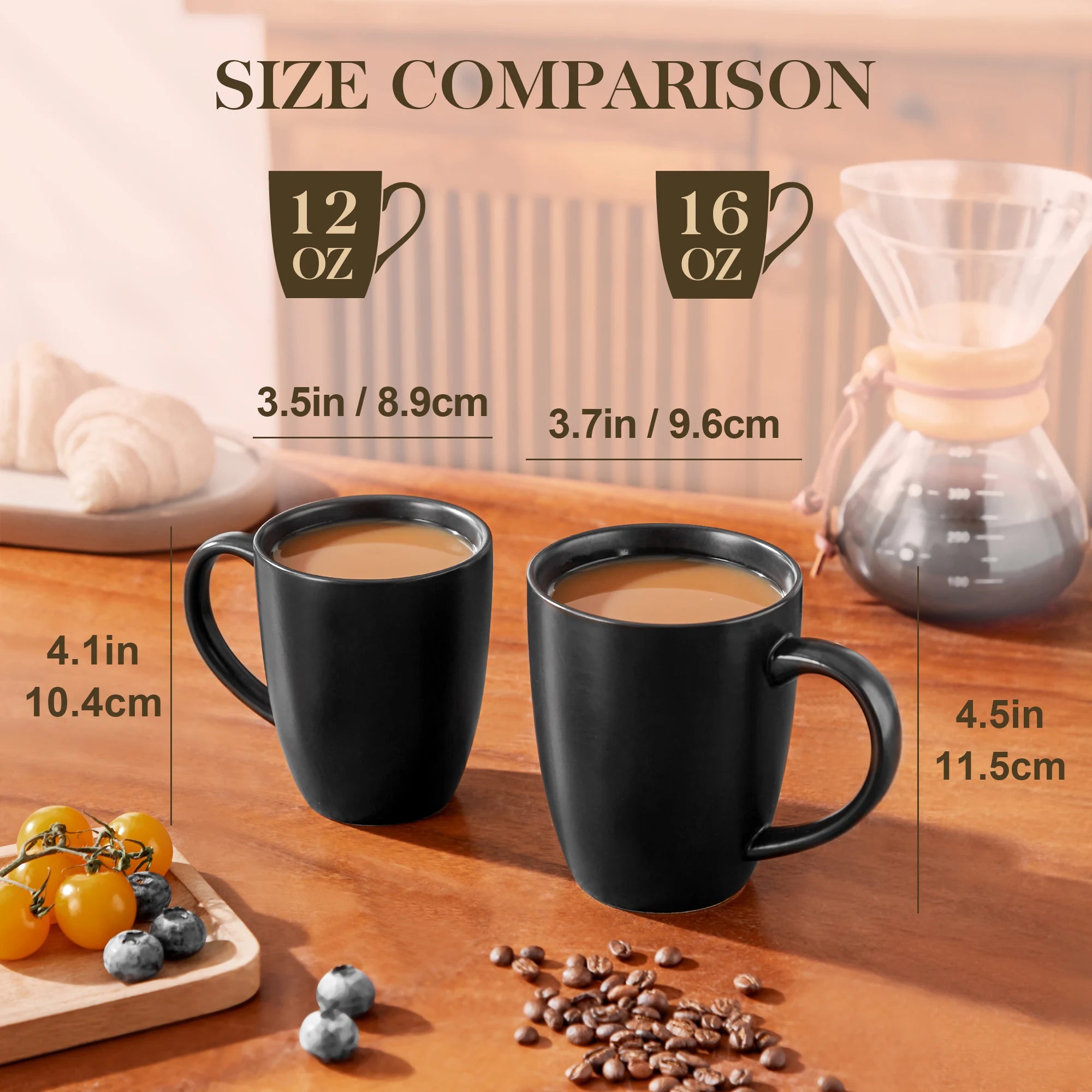 Ensemble tasses cafe gres design moderne 35 47 - vue 3 sur 7