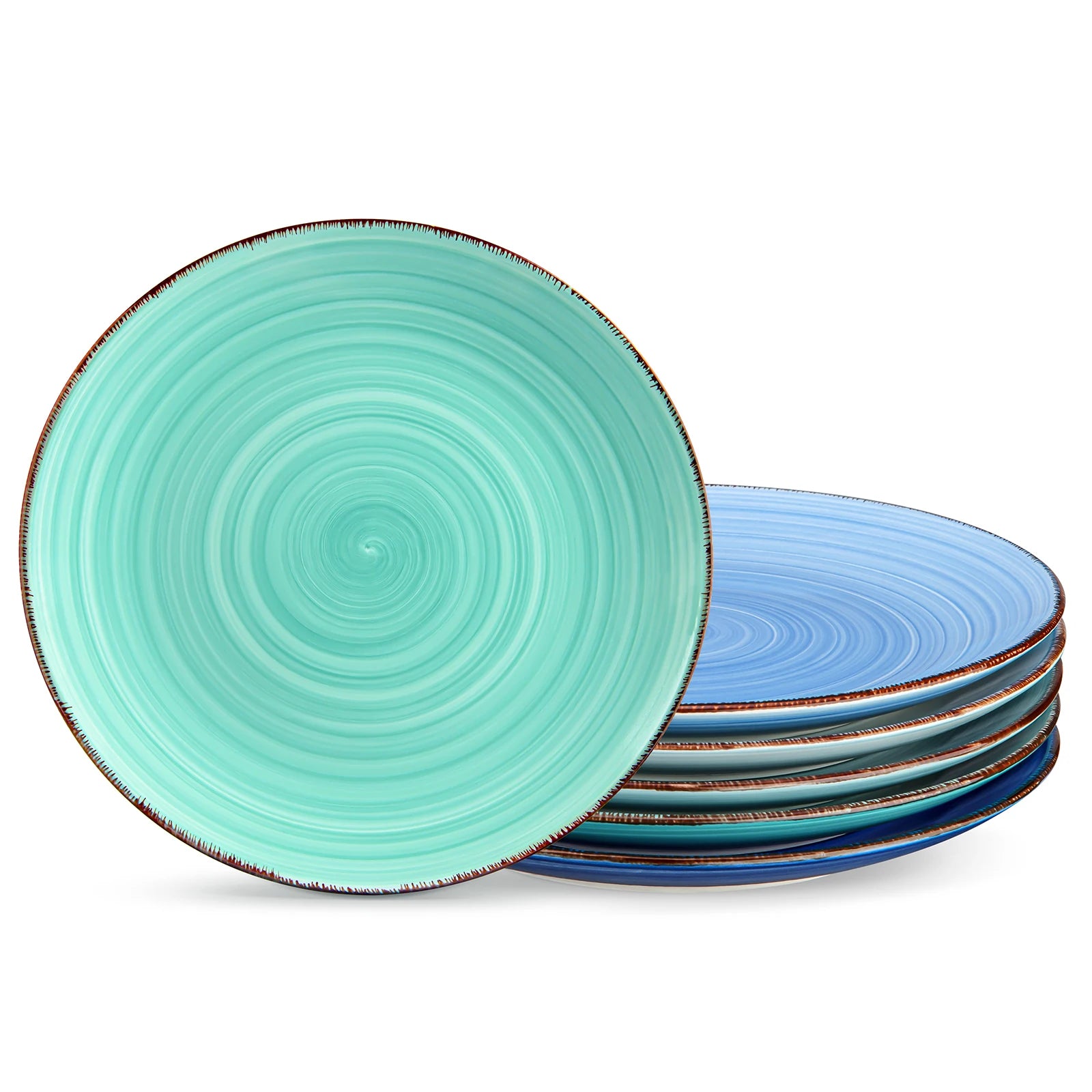 ensemble assiettes gres motif geometrique service table complet - vue 2 sur 6