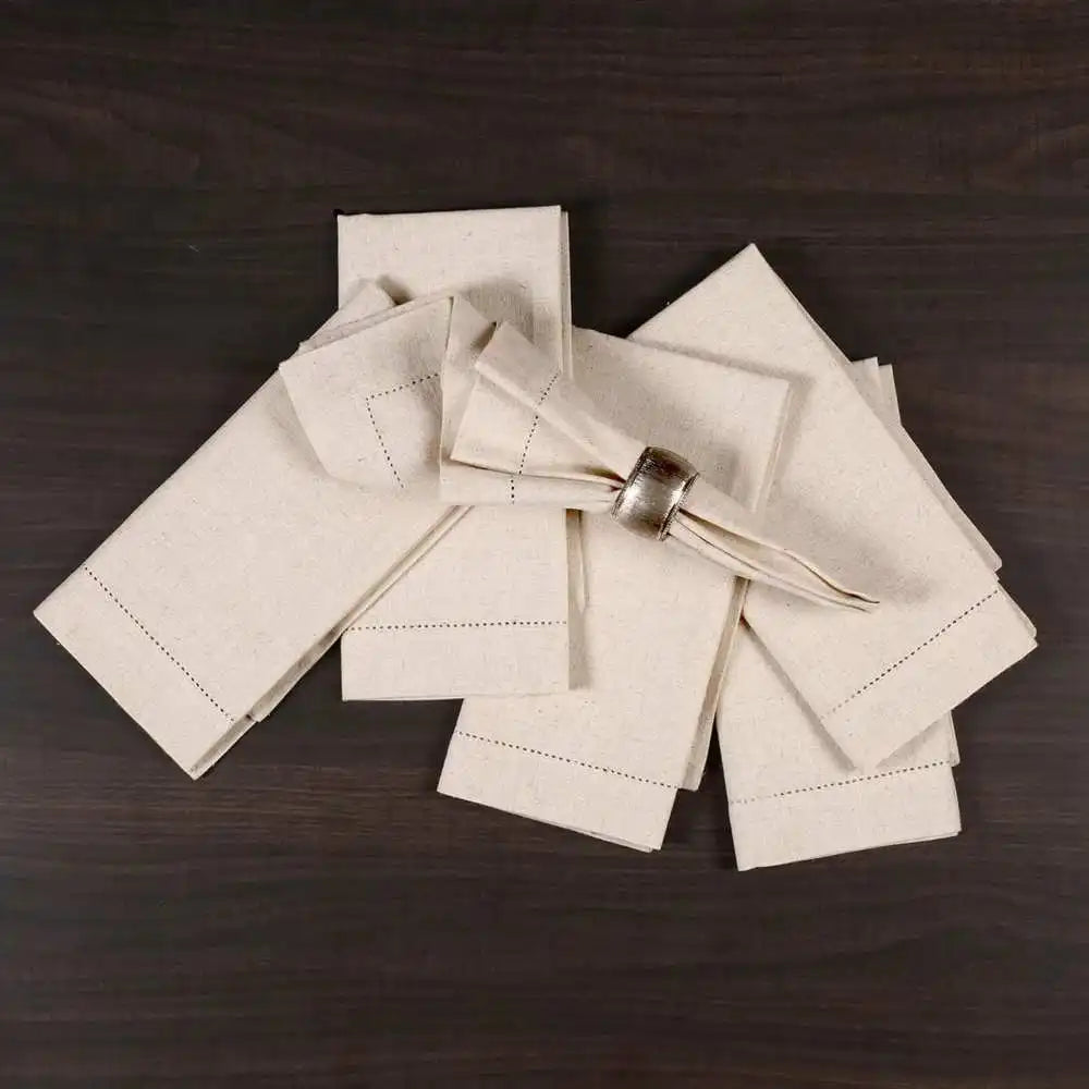 Serviette de table en lin style classique lot - vue 6 sur 7