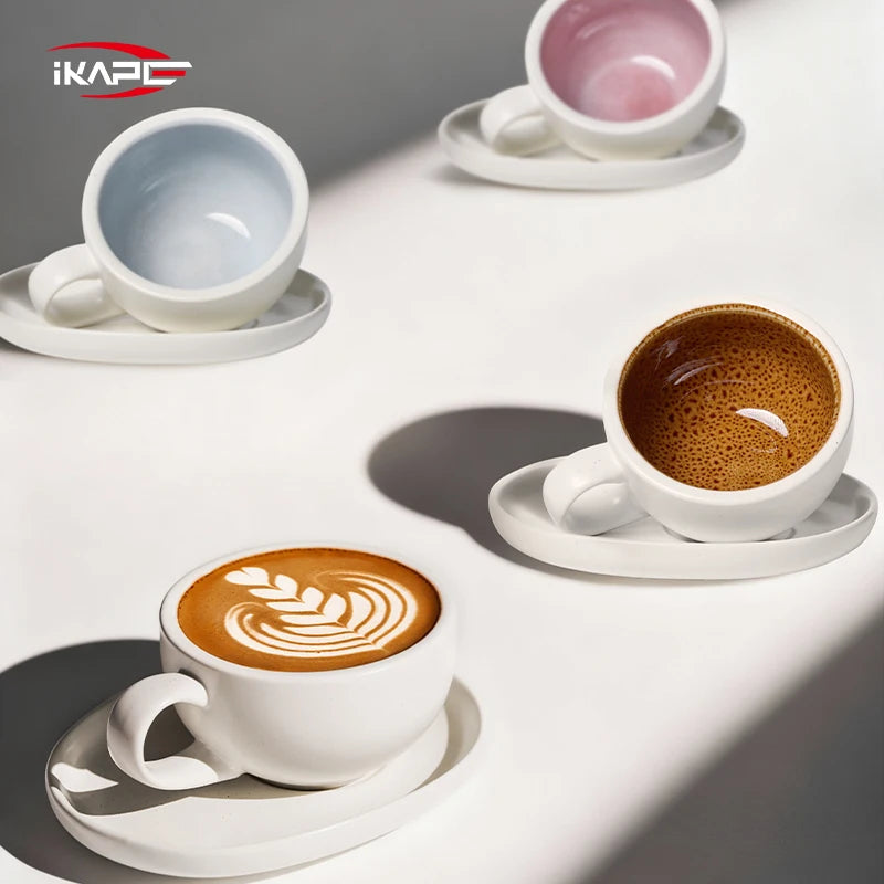 Tasse latte céramique avec soucoupe grande capacité 270ml