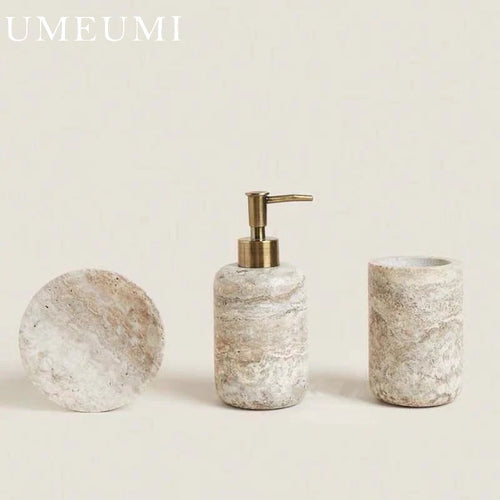 ensemble de salle de bain en marbre naturel et travertin