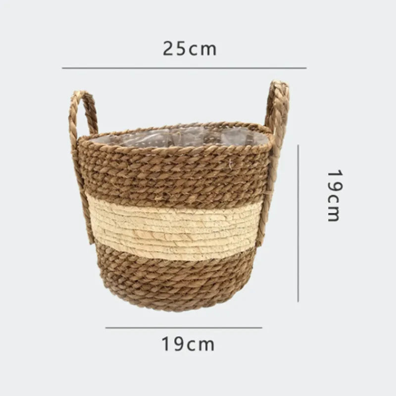 panier à fleurs en paille tressée pour décoration intérieure et extérieure - vue 11 sur 18