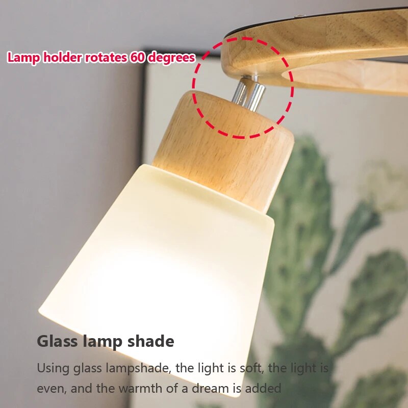 Lustre Bois LED Maison Éclairage Salon Cuisine - vue 6 sur 8
