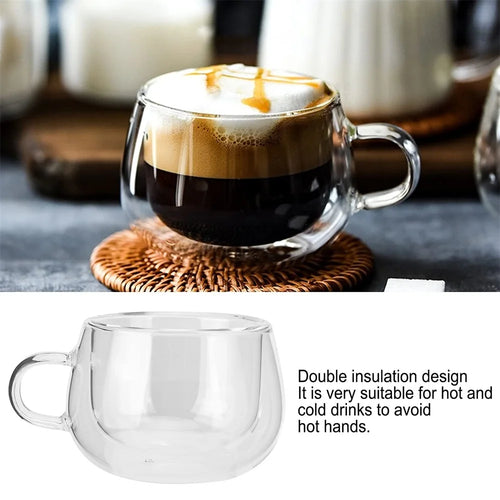 Tasse double paroi verre borosilicate avec anse thermique