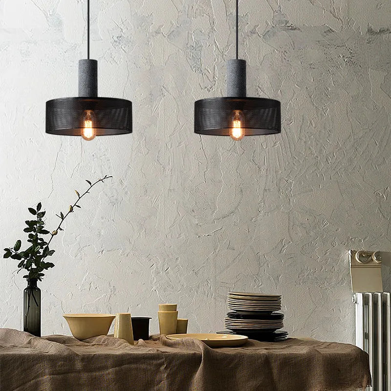 lampes suspendues en ciment pour loft industriel abat-jour en fer forgé