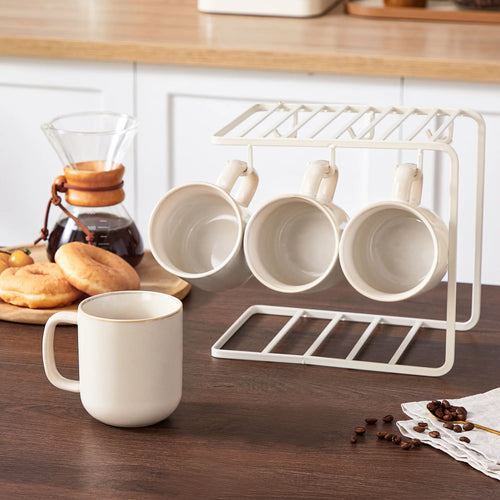 set tasses café grès motif moderne grande capacité