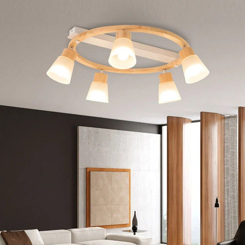Lustre Bois LED Maison Éclairage Salon Cuisine
