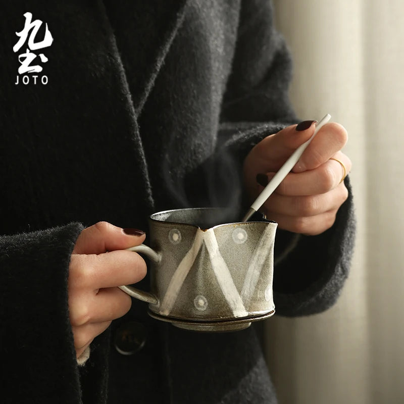 Mug café céramique ergonomique style rustique vintage artisanal