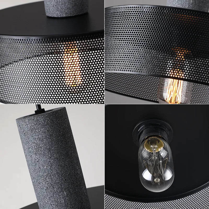 lampes suspendues en ciment pour loft industriel abat-jour en fer forgé