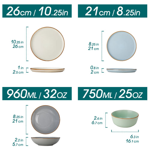 Service de table gres 16 pieces assiettes bols