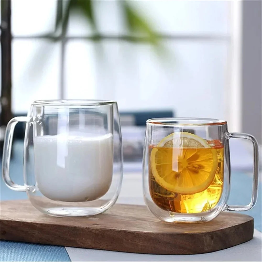 Tasse double paroi verre borosilicate avec anse thermique - vue 2 sur 7