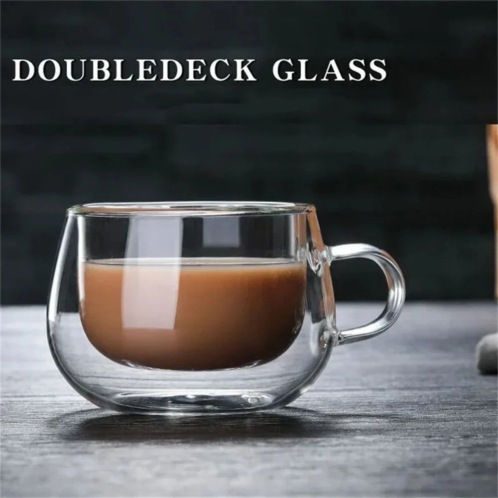 Tasse double paroi verre borosilicate avec anse isolante - vue 3 sur 7