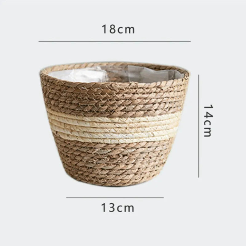 panier à fleurs en paille tressée pour décoration intérieure et extérieure - vue 17 sur 18