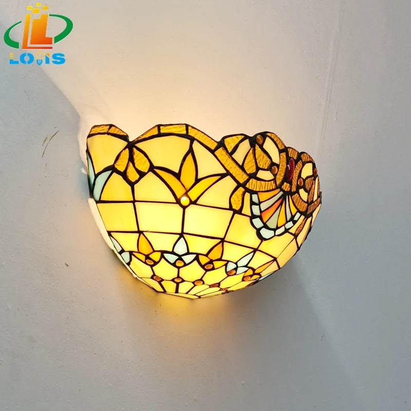 applique murale en verre style européen art déco tiffany - vue 2 sur 6