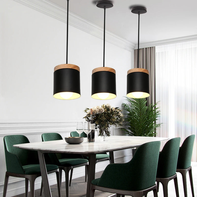 lampes suspendues nordiques en bois moderne pour éclairage intérieur