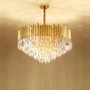 lustre en cristal design art déco en acier inoxydable avec éclairage led