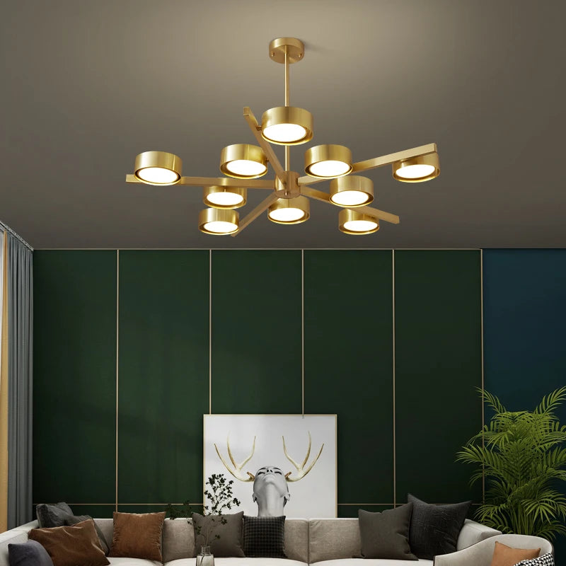 lustre nordique en cuivre design créatif pour éclairage moderne - vue 2 sur 9