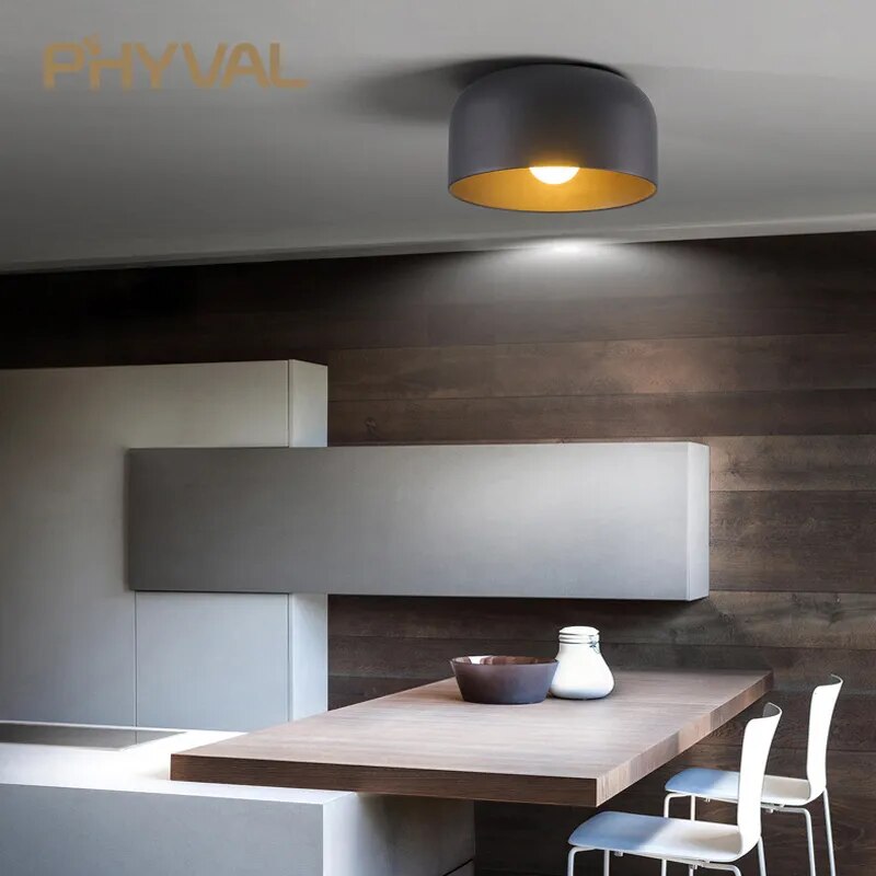 Plafonnier LEDs lumière nordique maison salon décor noir/blanc éclairage - vue 5 sur 8